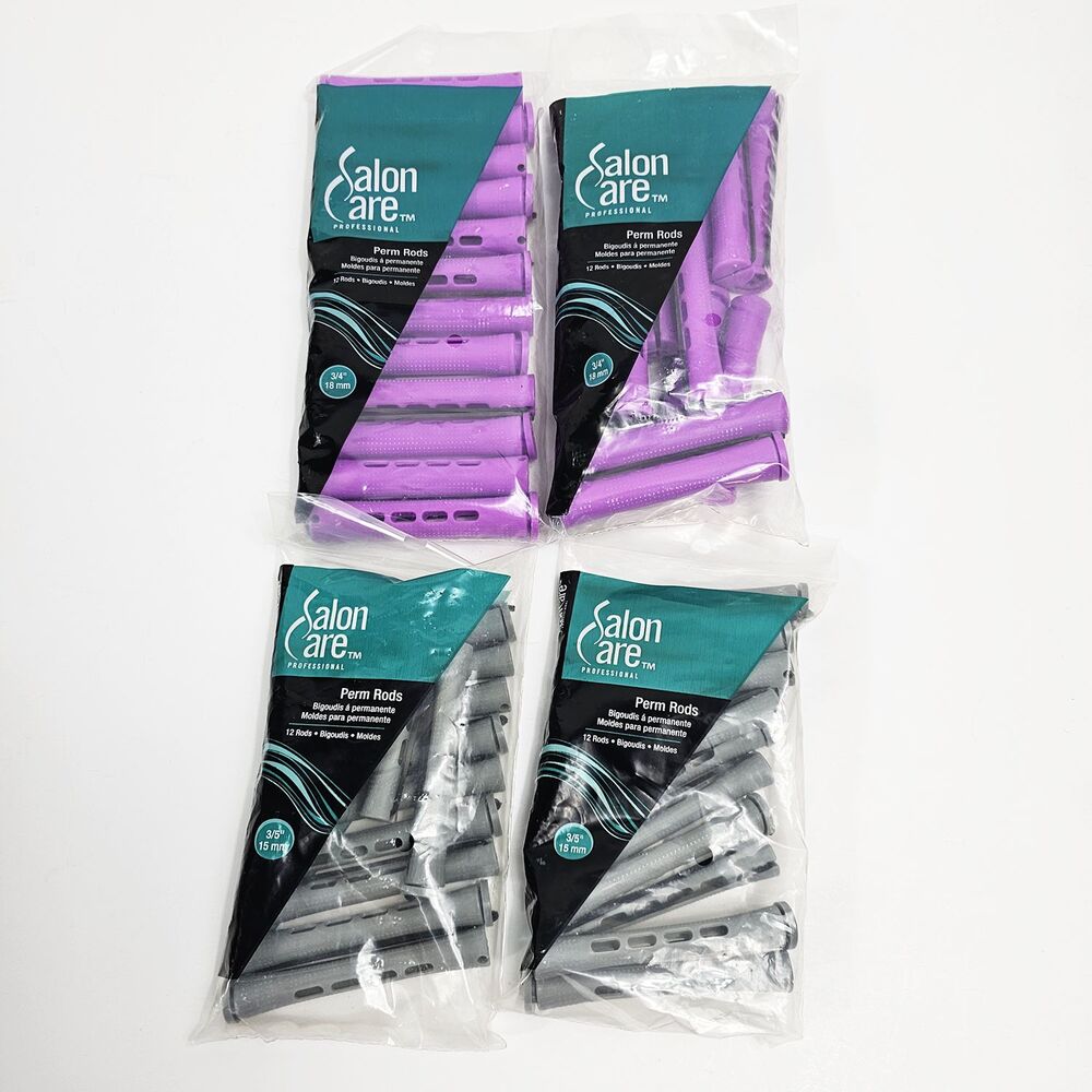 Salon Care Bundle of Perm Rods 2 packs of 12 3/4 inch 2 packs of 12 3/5 inch